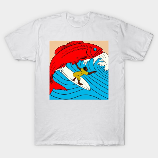 Big fish surfing T-Shirt by KFX Productions